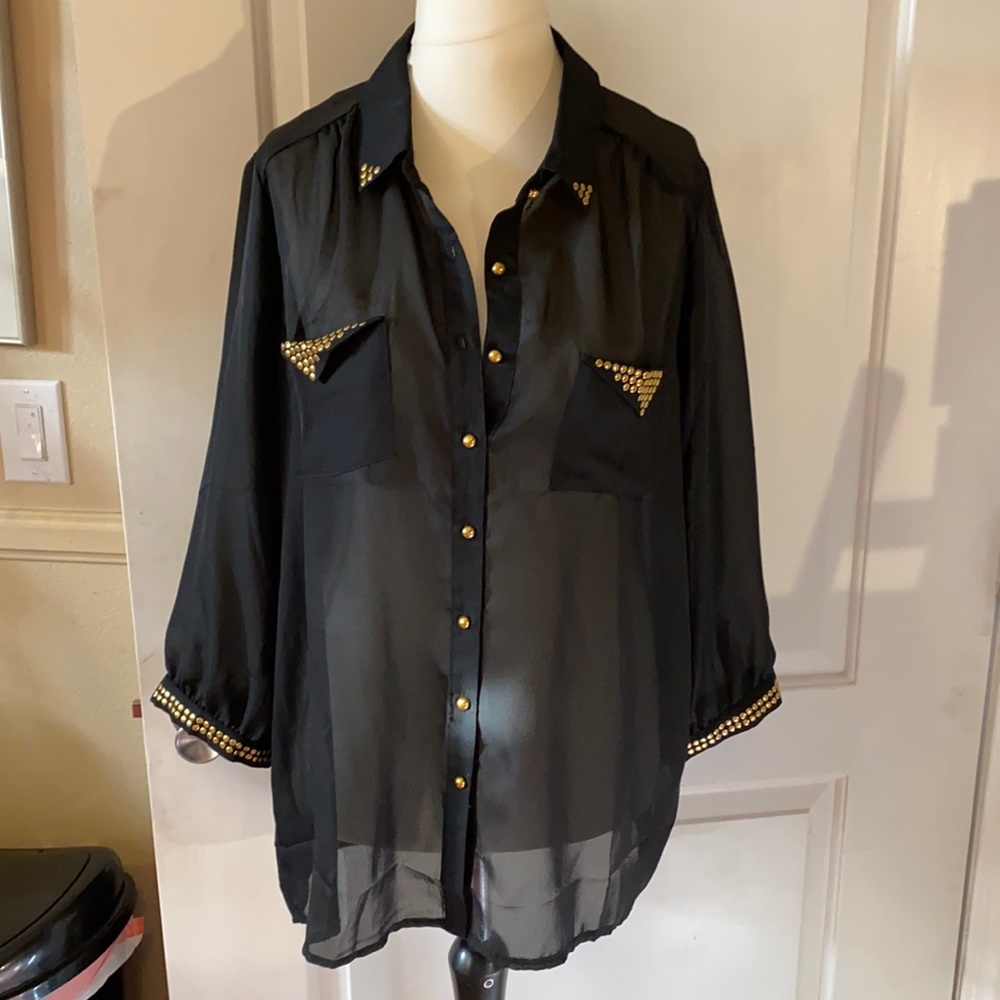 Black sheer blouse size 3x Zenobia